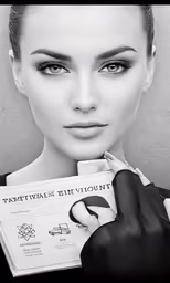 woman wearing gloves holding open an envelope