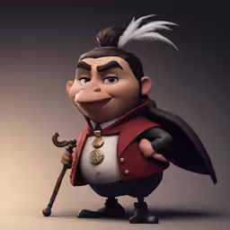 a cartoon character holding a staff