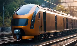a long train is coming down the track,a large long train on a steel track