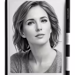 a woman is shown in black and white, with her eyes half closed