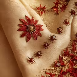 a variety of insects are clustered together, on a dress