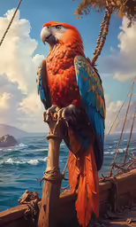 the bird is sitting on top of the wooden post