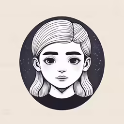 the face of a young woman with long hair
