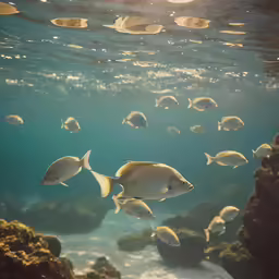 an aquarium with small fish swimming in it