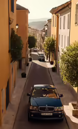 car parked along the side of an empty alley way