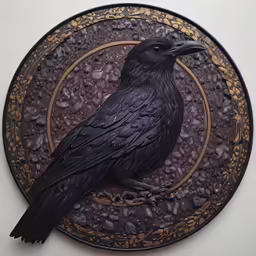 a black crow perched on top of gravel