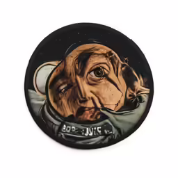 a ceramic plate is painted with an image of a dog