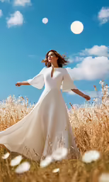 the white dress is falling apart into the air