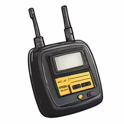 a picture of a radio with two radio waves