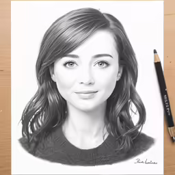 a pencil drawing of a woman