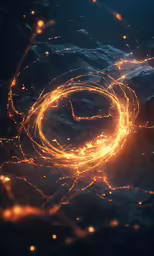 a bright fire ring in the middle of an ocean