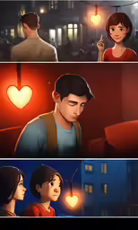 a storyboard in a dark, animated animated style