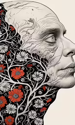 the artwork of a woman is shown as she looks at something