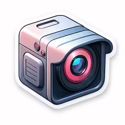 a sticker that has an image of a camera on it
