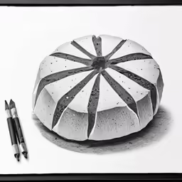 a drawing of a circular object on paper with markers