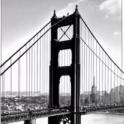 black and white photograph of the golden gate bridge in san francisco