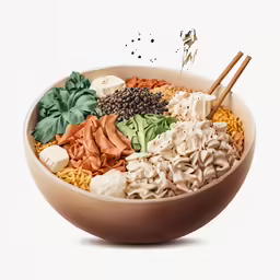 a large bowl filled with lots of food
