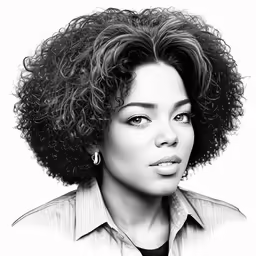 a woman with curly hair posing for a picture