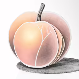 three pumpkins sitting on a stone slab
