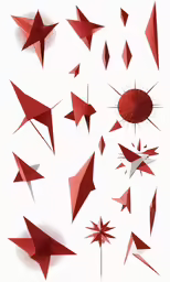different red shapes with white background
