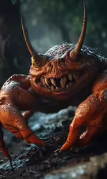 there is an angry looking creature with a long snout