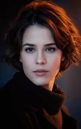 a very pretty woman in a black coat