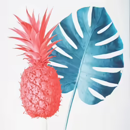 a pineapple and a tropical plant are pictured in this photograph