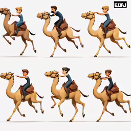 multiple poses of a guy riding a horse