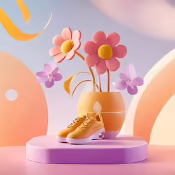 an abstract composition of flowers in a vase