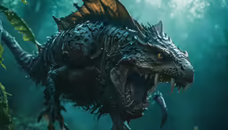 a close up of a dragon with its mouth open