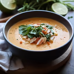 there is a bowl of soup on the table