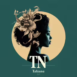 a woman with flowers on her hair is wearing an afro