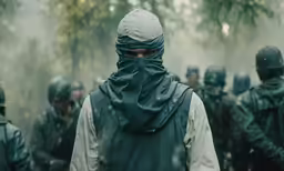 a man in a rain - covered hood and neck garb