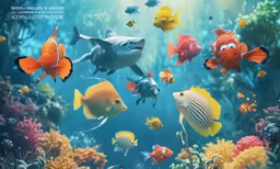 some fish are swimming in an aquarium