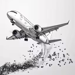 a black and white photo of an airplane taking off