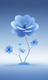 blue flowers and their stems against a grey background
