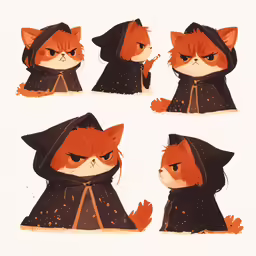 four pictures of the same cat in different costumes