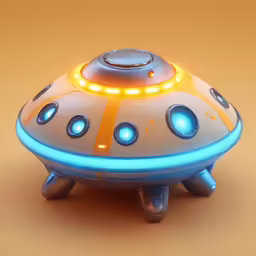 a model of a spaceship that is light up