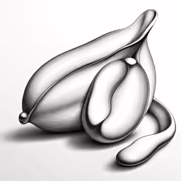 two bananas on a white surface next to each other
