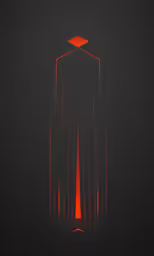 an abstract painting with a line of red squares on it