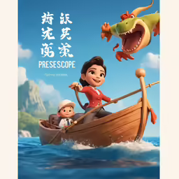 the little mermaid, a chinese movie with characters on a boat in the ocean