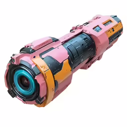 a pink and yellow toy camera with black buttons