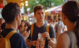 people are walking through the food court area