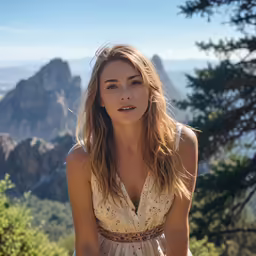 woman looking out over mountains at an overlook