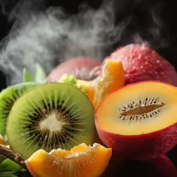 sliced fruit with steam coming out of them