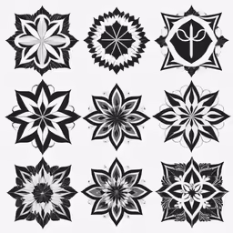 six different flower designs are shown in black and white