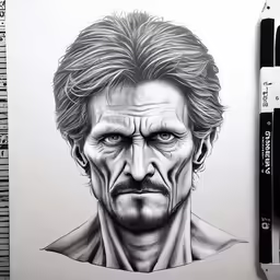 a pencil drawing of a man with beard
