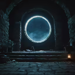 a person is standing outside in front of a portal