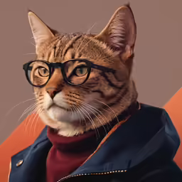 a cat wearing glasses with a sweater on