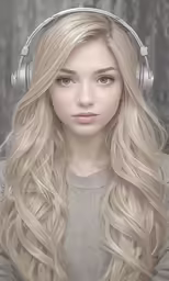 a young blonde girl wearing headphones and headphones